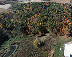 Davis PAC aerial view in the fall.