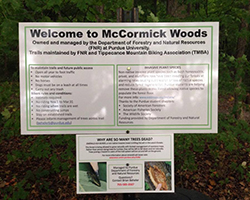 McCormick Woods welcome sign.