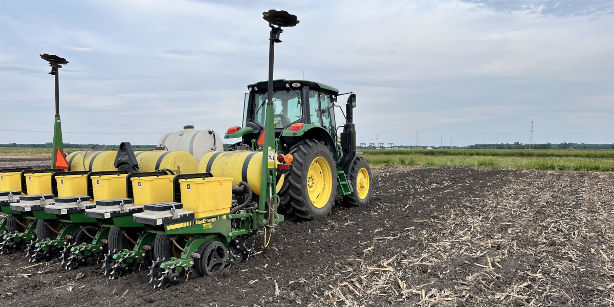 corn planter in field